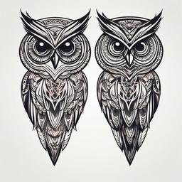 Matching Owl Tattoos - Symbolize connection with matching owl tattoos for a shared bond.  simple color tattoo,vector style,white background