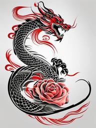 Japanese Dragon Tattoo Art - Tattoos featuring traditional Japanese dragon art and artistic styles.  simple color tattoo,minimalist,white background