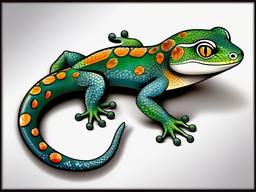 Gecko Tattoo - A classic gecko tattoo capturing the charm of this reptile.  simple color tattoo design,white background