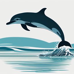 Dolphin Clipart - Dolphin leaping out of the water in the ocean , minimal, 2d