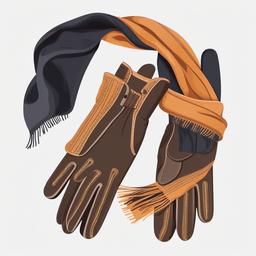 Pair of gloves with a scarf clipart.  vector style illustration, white background