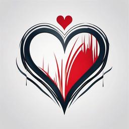 Broken Heart with Heartbeat Tattoo - Express resilience and healing with a tattoo featuring a broken heart and a rhythmic heartbeat.  simple vector color tattoo,minimal,white background