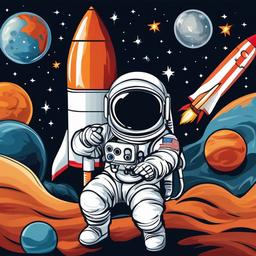 Astronaut clipart - astronaut and rocket launch  clipart