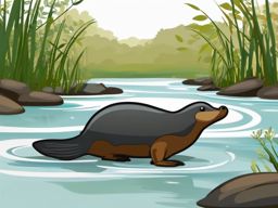 Cute Platypus in a Hidden Creek  clipart, simple