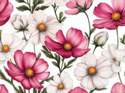 Cosmos flower tattoo, Tattoos inspired by the colorful and charming cosmos flower.  vivid colors, white background, tattoo design