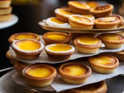 pastel de nata, portuguese custard tarts, savored at a historic pastelaria in lisbon. 