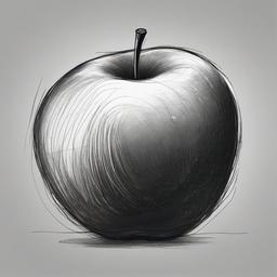 drawing of an apple in a market  minimal rough sketch scribbles,doodles,black and white