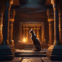 Mummy's Cat Companion in an Ancient Tomb detailed matte painting, deep color, fantastical, intricate detail, splash screen, complementary colors, fantasy concept art, 8k resolution trending on artstation unreal engine 5