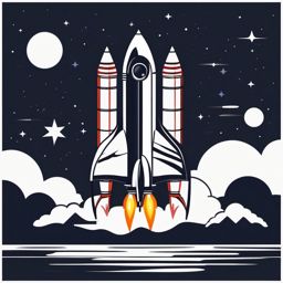 Rocketship Clipart - A rocketship poised for adventure.  color vector clipart, minimal style