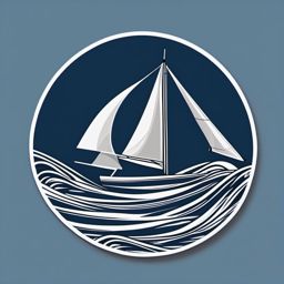 Sailboat Race and Waves Emoji Sticker - Sailing competition, , sticker vector art, minimalist design