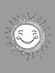 drawing of a smiling sun  minimal rough sketch scribbles,doodles,black and white