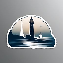 Foggy lighthouse sticker- Maritime beacon, , sticker vector art, minimalist design