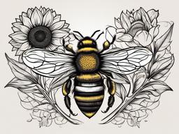 bee and sunflower tattoo  vector tattoo design