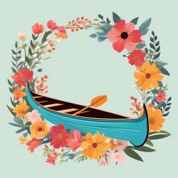 Floral Canoe clipart - A canoe adorned with colorful flowers., ,vector color clipart,minimal