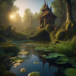 Bullywug Tadpole Learning Swamp Magic detailed matte painting, deep color, fantastical, intricate detail, splash screen, complementary colors, fantasy concept art, 8k resolution trending on artstation unreal engine 5