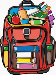 Backpack clipart - backpack in front of a school  clipart