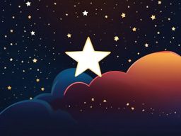 Star Sticker - Shining star in the night sky, ,vector color sticker art,minimal