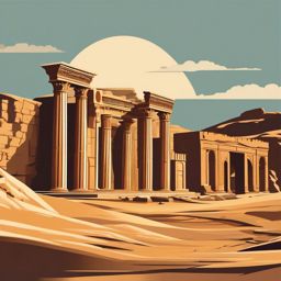 Palmyra sticker- Ancient city ruins in the Syrian desert, , sticker vector art, minimalist design