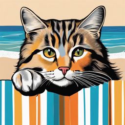 drawing of a cat on a beach