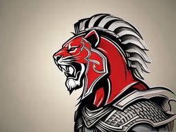 spartan and lion tattoo  simple vector color tattoo