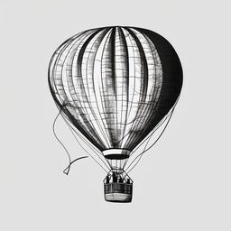 drawing of air balloon  minimal rough scribbles,doodles,black and white