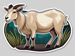 Arapawa Goat cartoon - rare goat breed with resilience to harsh conditions  cartoon sticker style