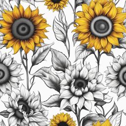 Sunflower tattoo, Tattoos featuring the iconic and sunny sunflower. colors, tattoo patterns, clean white background