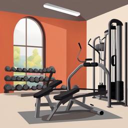 Gym clipart - gym with exercise machines  clipart