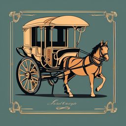 Horse and Carriage Clipart - A horse-drawn carriage for a vintage feel.  color vector clipart, minimal style