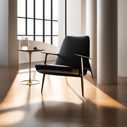 chair clipart - a sleek modern chair, inviting contemplation in a sunlit corner of an art gallery 