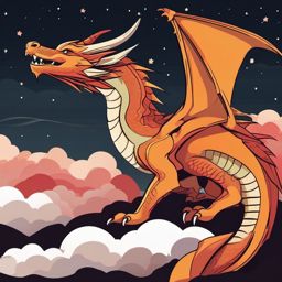 Dragon Clipart - A fierce dragon in the sky.  color clipart, minimalist, vector art, 