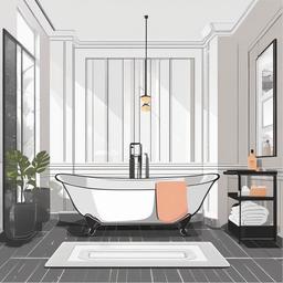 Bath in a modern bathroom clipart.  vector style illustration, white background