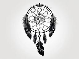 Dream Catcher Feather Tattoo - Feather design within a dream catcher.  simple vector tattoo,minimalist,white background