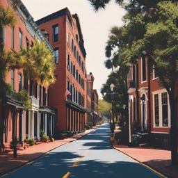 Savannah Historic District sticker- Picturesque historic area in Georgia, , sticker vector art, minimalist design