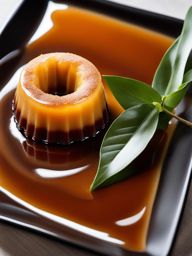 an individual serving of silky coconut flan, topped with a caramelized sugar glaze. 