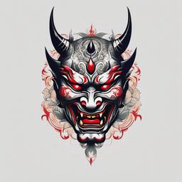 hannya mask tattoo simple  simple color tattoo,white background,minimal