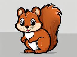 Squirrel clipart - squirrel with big eyes and a bushy tail  color,minimalist,vector clipart