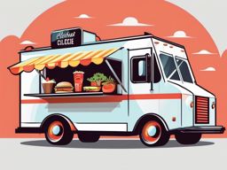 Food Truck Clipart - A food truck serving delicious meals.  color vector clipart, minimal style