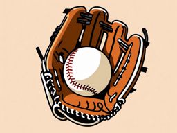 Baseball Glove and Ball Clipart - A baseball glove with a baseball.  color vector clipart, minimal style