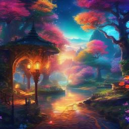Anime Wallpaper - Enchanting Fantasy World with Magic wallpaper splash art, vibrant colors, intricate patterns