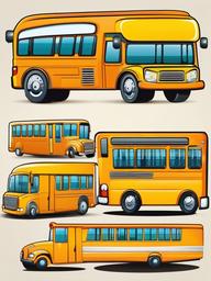 Bus clipart - cartoon bus with smiling kids  color,minimalist,vector clipart