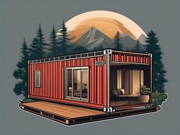 Container Home Sticker - Explore sustainable living with the innovative and container home sticker, , sticker vector art, minimalist design