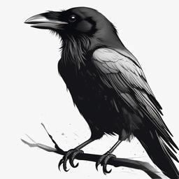 drawing of raven  minimal rough scribbles,doodles,black and white