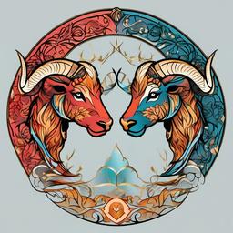 aries pisces tattoo  simple vector color tattoo