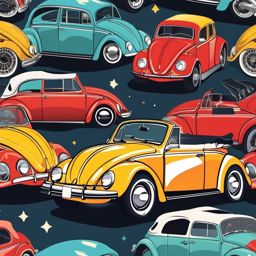 Convertible Beetle Sticker - Classic car charm, ,vector color sticker art,minimal