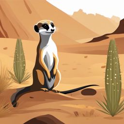 Meerkat clipart - Small, social mongoose in arid regions, ,vector color clipart,minimal