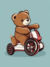 Teddy Bear clipart - teddy bear riding a rocking horse  color,minimalist,vector clipart