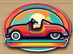 Bumper Car Ride Sticker - Fairground fun, ,vector color sticker art,minimal