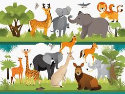 Animal clipart - wild animals in their natural habitat  