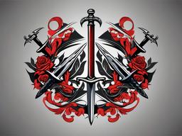 3 crossed swords tattoo  simple vector color tattoo